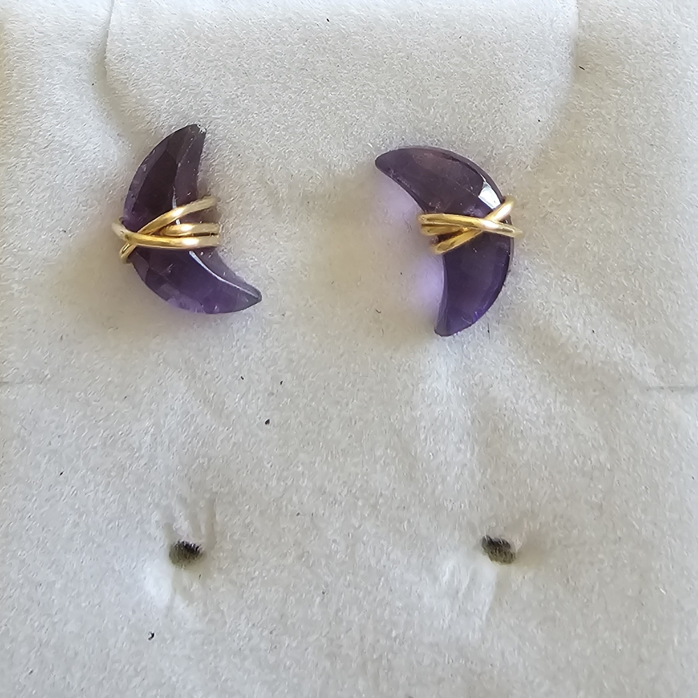 Elegant Purple Crescent Earrings